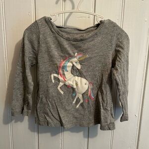 (3/$20) Gap 2t grey Unicorn long sleeve graphic Shirt